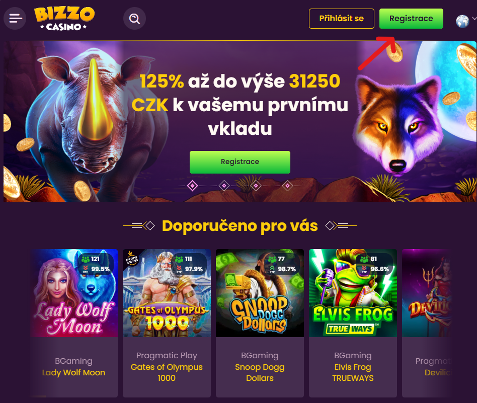 Regisztráció Bizzo Casino